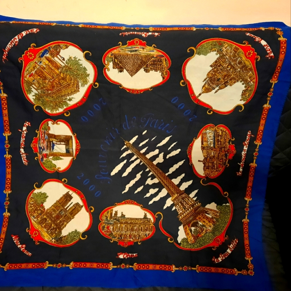 ITALIAN womens scarf , 30×30, with pictures Paris $35 - Picture 2 of 5